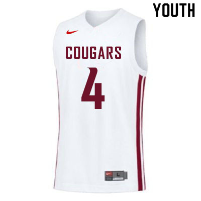 Youth #4 Aljaz Kunc Washington State Cougars College Basketball Jerseys Sale-White - Click Image to Close